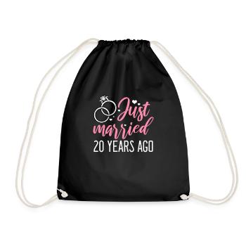 20-year wedding anniversary - Drawstring Bag - black - Front
