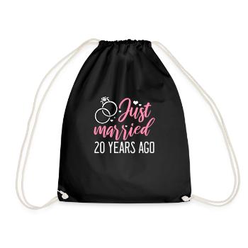 20-year wedding anniversary - Drawstring Bag - black - Front