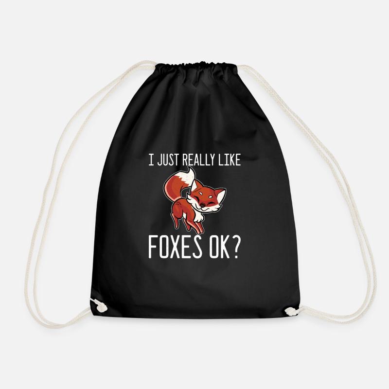 Foxes Foxes Foxes Animals - Drawstring Bag - black