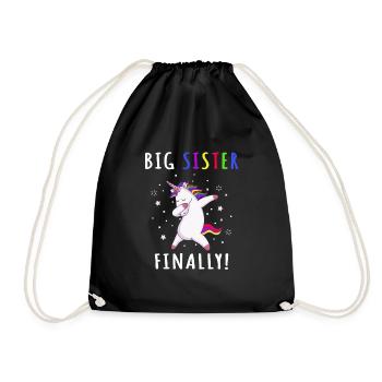Grande soeur enfin chemise de licorne - Licorne - Sac de sport léger - noir - Devant