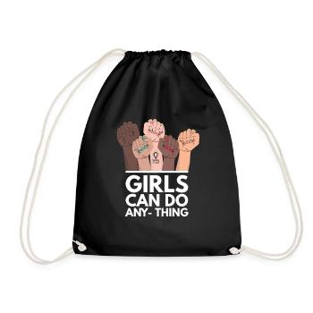 Girls can do Anything Frauenpower Feminismus Frau - Turnbeutel - Schwarz - Vorne