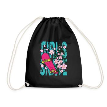Cadeau drôle de fille de skateboard filles - Sac de sport léger - noir - Devant