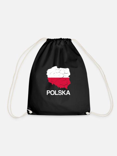 Polska Poland Polish flag Polish - Drawstring Bag - black