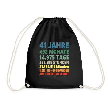41ter Geburtstag 41 Jahre 41. Geschenk - Turnbeutel - Schwarz - Vorne