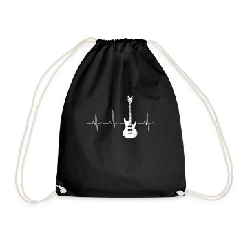 Guitar pulse heartbeat - Drawstring Bag - black - Front