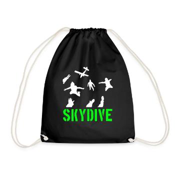 Skydive, Fallschirmspringer, Freefly, Geschenk - Turnbeutel - Schwarz - Vorne