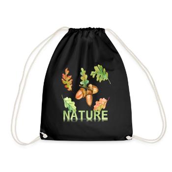 Love Nature oak leaf - Drawstring Bag - black - Front