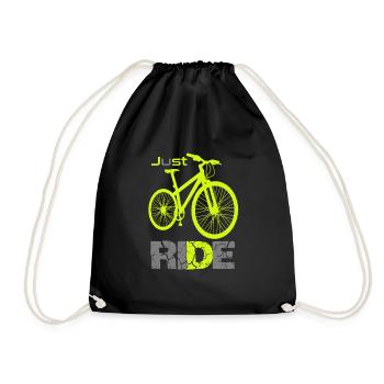 Fahrrad Logo Einfach Fahren Motto - Turnbeutel - Schwarz - Vorne
