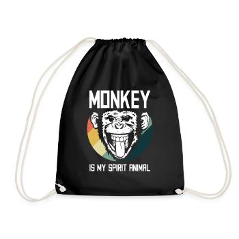 Monkey Gift present Idea - Drawstring Bag - black - Front