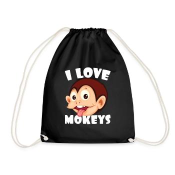 Monkey Gift present Idea - Drawstring Bag - black - Front