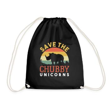 Save The Chubby Unicorns Shirt Vintage Nashorn - Turnbeutel - Schwarz - Vorne