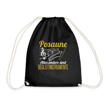 Musiker Posaune Shirt | Musikinstrument Geschenk - Turnbeutel - Schwarz - Vorne