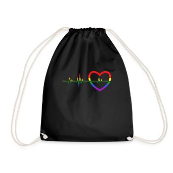 LGBT pulse heart - Drawstring Bag - black - Front