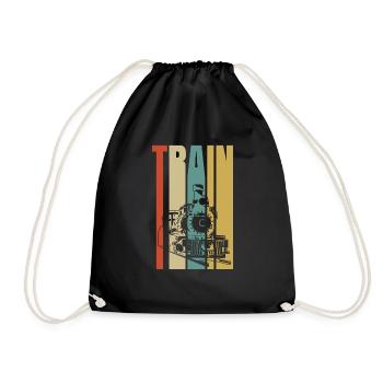 train - Drawstring Bag - black - Front