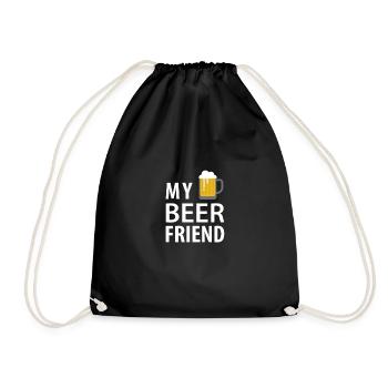 Friends beer shirt with slogan - Drawstring Bag - black - Front