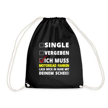 Motorradfahrer Motorradfahrerin Motorrad Geschenk - Turnbeutel - Schwarz - Vorne