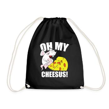 Käseliebhaber Maus Jesus Cheddar Mozzarella - Turnbeutel - Schwarz - Vorne