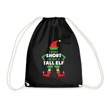 Im not short im just a Tall Elf weihnachtself Xmas - Turnbeutel - Schwarz - Vorne