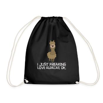 Alpaca Lama Gift Idea Fluffy Shaggy - Drawstring Bag - black - Front