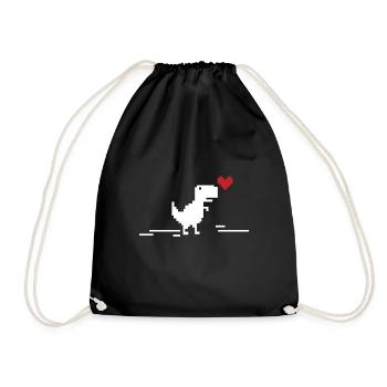 Pixel Dino Nerd - Drawstring Bag - black - Front