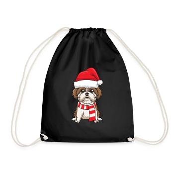Dog Christmas - Drawstring Bag - black - Front