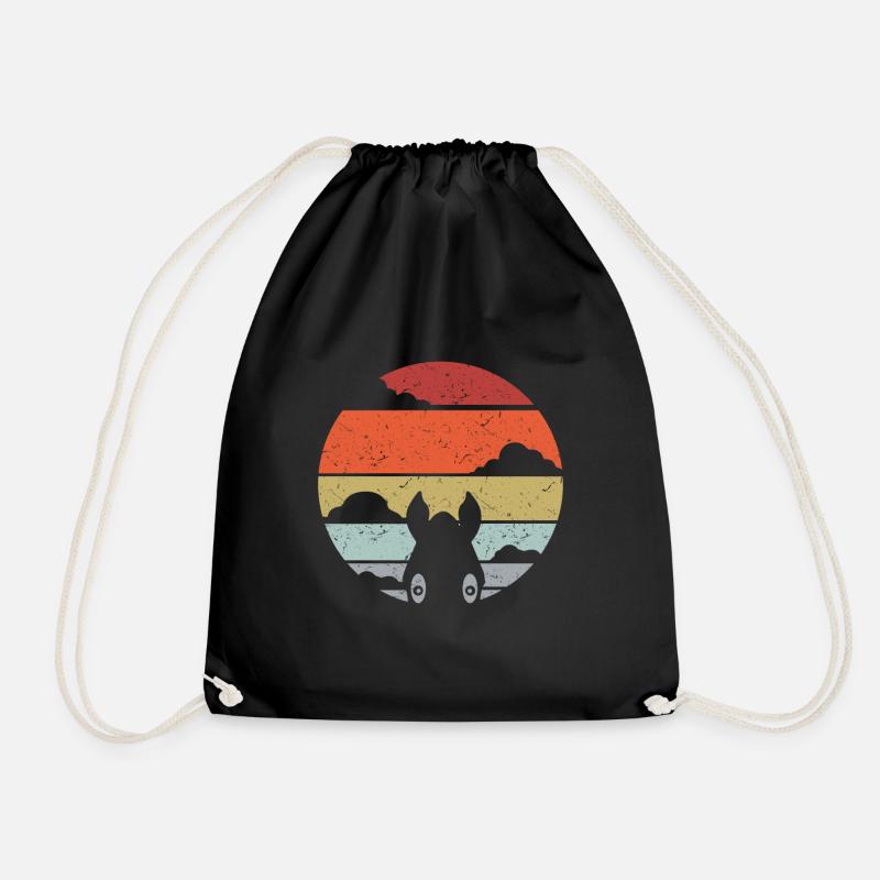 horse vintage retro gift - Drawstring Bag - black