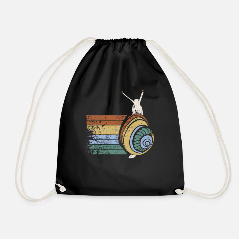 Love Animals Retro Snail Gift Design Idea for - Drawstring Bag - black