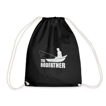 Rodfather Funny Fishing Boat Fish Faith Gift - Drawstring Bag - black - Front