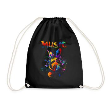 Musik-Fan-Geschenk-Entwurf Funky Violinschlüssel-Musik - Turnbeutel - Schwarz - Vorne