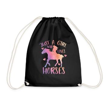 Just a girl who loves horses - Drawstring Bag - black - Front