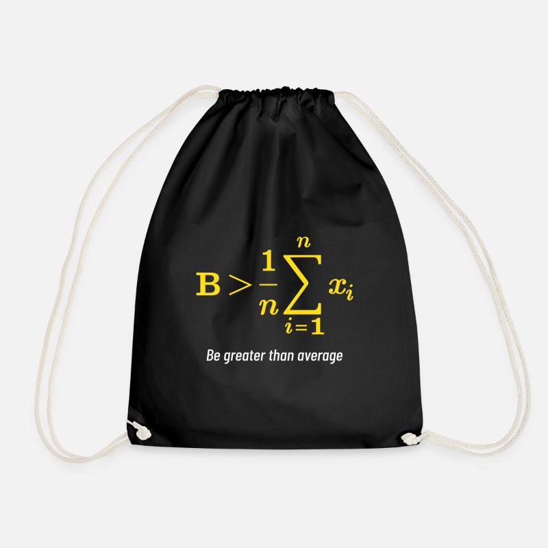 Math Greater Than Average Gift Math Day Back To - Turnbeutel - Schwarz