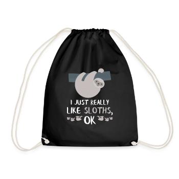 Funny Sloth Gift Funny Girl Who Loves Sloths - Drawstring Bag - black - Front