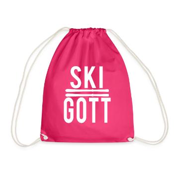 Ski Gott Spitzen Skifahrer Profi Skilehrer Angeber - Turnbeutel - Fuchsia - Vorne