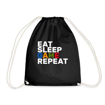 Eat Sleep Game Repeat Gift Gamer Video Games - Drawstring Bag - black - Front