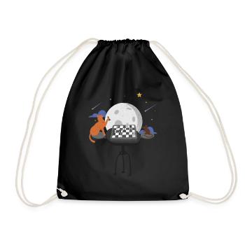 Chess Player Animals Cat, The Mouse Game Gift - Drawstring Bag - black - Front
