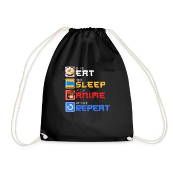 Eat Sleep Anime Repeat for Cosplayer - Drawstring Bag - black - Front