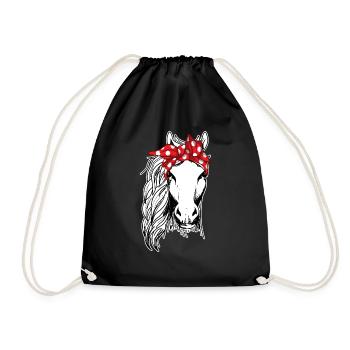 Cooles Pferd mit Bandana - Turnbeutel - Schwarz - Vorne