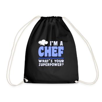 I am chef super-force chef food gift - Drawstring Bag - black - Front