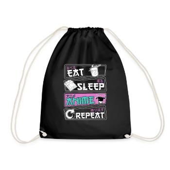 Eat Sleep Anime Repeat - Drawstring Bag - black - Front