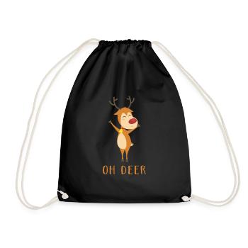 Reindeer Kids Motif Oh Deer - Drawstring Bag - black - Front