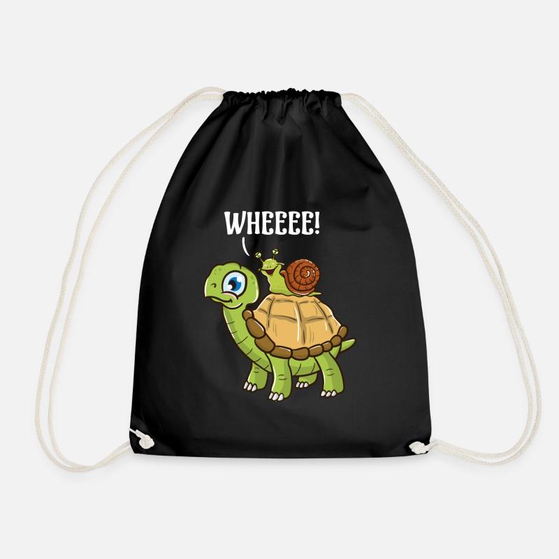 Escargot mignon et drôle sur la tortue crier Wheee! - Sac de sport léger - noir