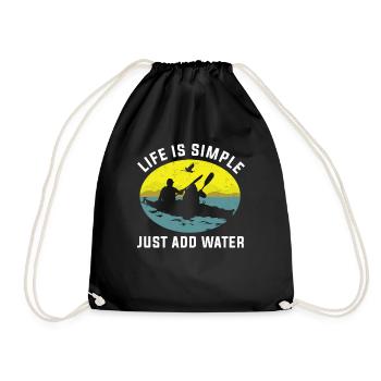 La vie est simple Ajoutez un cadeau de sport aquatique au kayak aquatique - Sac de sport léger - noir - Devant