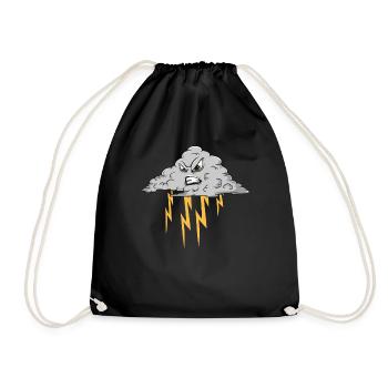 Angry Cloud Causing Lightning Thunderstorm Weather - Drawstring Bag - black - Front