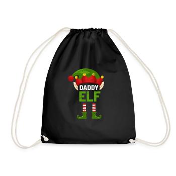 Dad Elf Christmas Costume - Drawstring Bag - black - Front