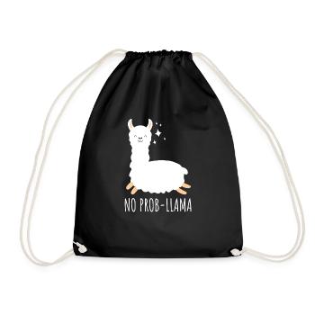 Llama Alpaka Gift Idea Fluffy Shaggy - Drawstring Bag - black - Front