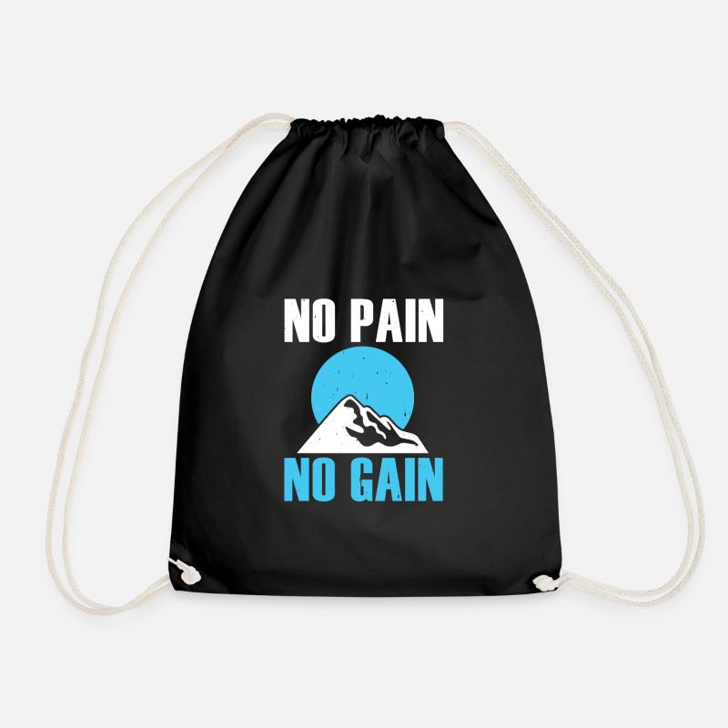 no pain no gain - Drawstring Bag - black