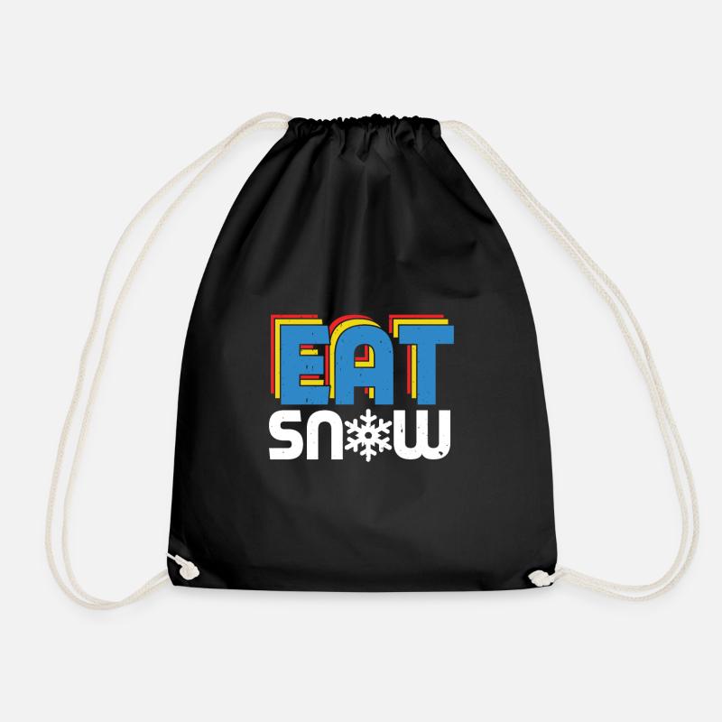 eat snow - Drawstring Bag - black