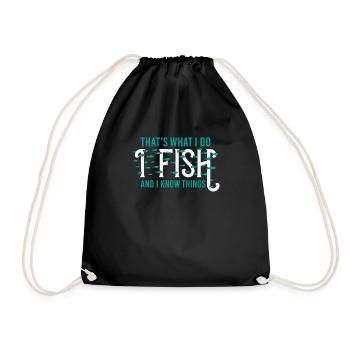 Fishing fishing angler carp sayings funny cool - Drawstring Bag - black - Front