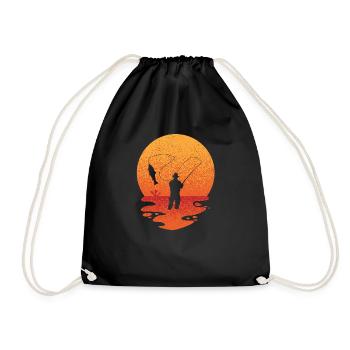 Fishing fishing angler carp sayings funny cool - Drawstring Bag - black - Front