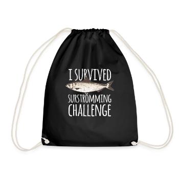 Surströmming Challenge fish sayings funny cool - Drawstring Bag - black - Front